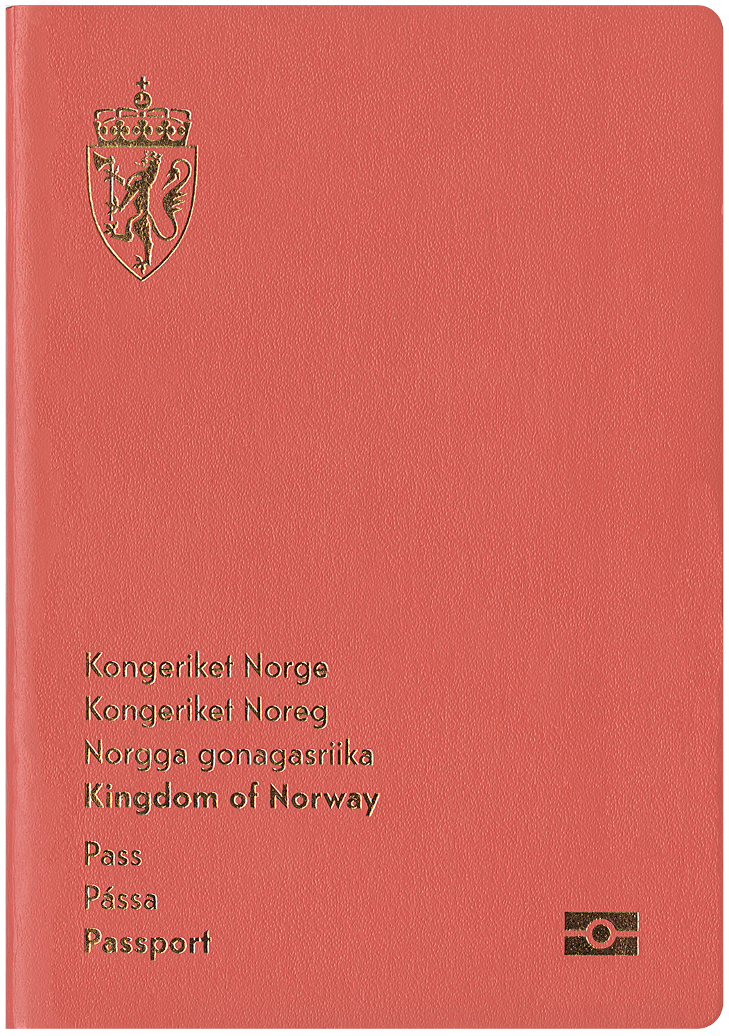 Bildet viser forsiden på et norsk pass.